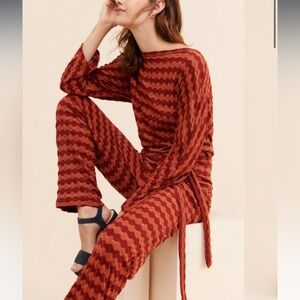 Rita Row Lirio striped rust color jumpsuit 20205